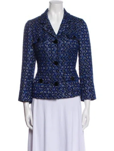 Pre-owned Kate Spade Tweed Pattern Blazer In Blue
