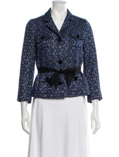 Pre-owned Kate Spade Tweed Pattern Blazer In Blue