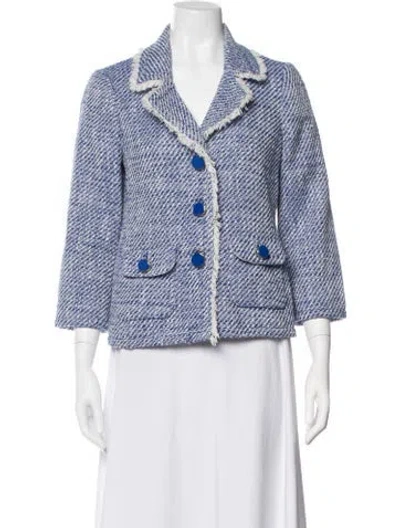 Pre-owned Kate Spade Tweed Pattern Blazer In Blue