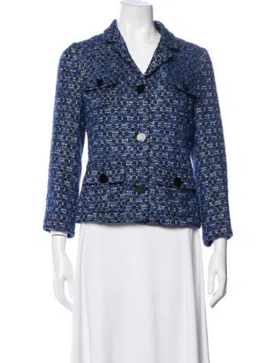 Pre-owned Kate Spade Tweed Pattern Blazer In Blue