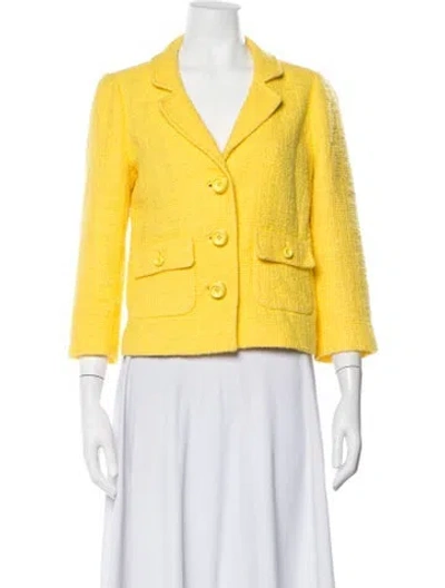Pre-owned Kate Spade Tweed Pattern Blazer In Yellow