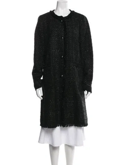 Pre-owned Kate Spade Tweed Pattern Coat In Black