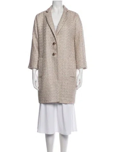 Pre-owned Kate Spade Tweed Pattern Coat In Metallic/neutrals