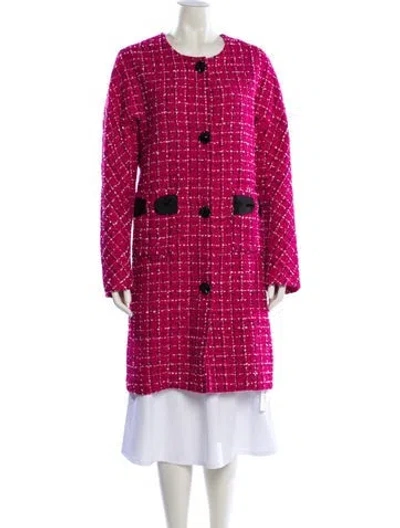 Pre-owned Kate Spade Tweed Pattern Coat In Pink