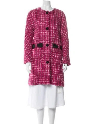 Pre-owned Kate Spade Tweed Pattern Coat In Pink