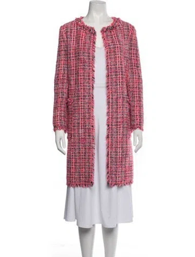 Pre-owned Kate Spade Tweed Pattern Coat In Pink