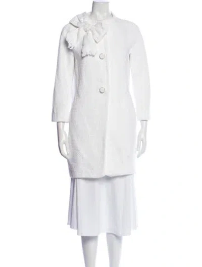Pre-owned Kate Spade Tweed Pattern Coat In White