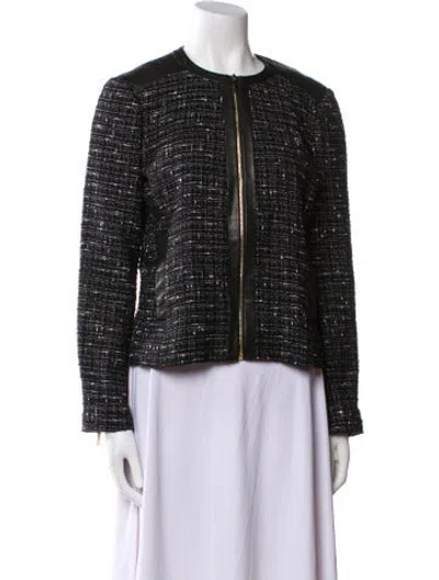 Pre-owned Kate Spade Tweed Pattern Evening Jacket In Black