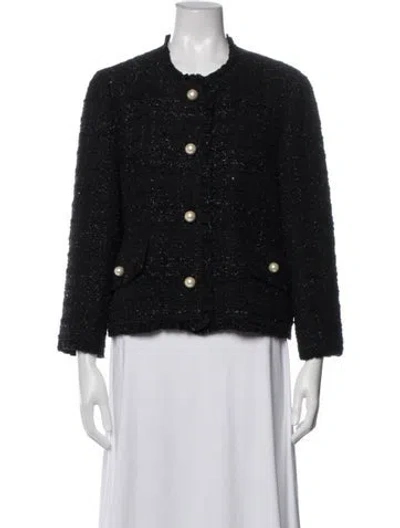 Pre-owned Kate Spade Tweed Pattern Evening Jacket In Black