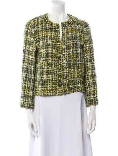 Pre-owned Kate Spade Tweed Pattern Evening Jacket In Green