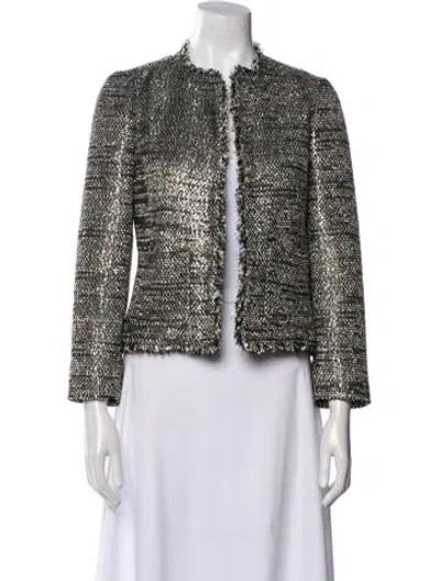 Pre-owned Kate Spade Tweed Pattern Evening Jacket In Silver