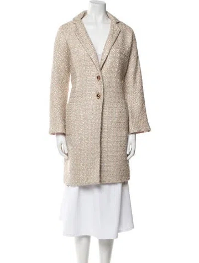 Pre-owned Kate Spade Tweed Pattern Faux Fur Coat In Multi