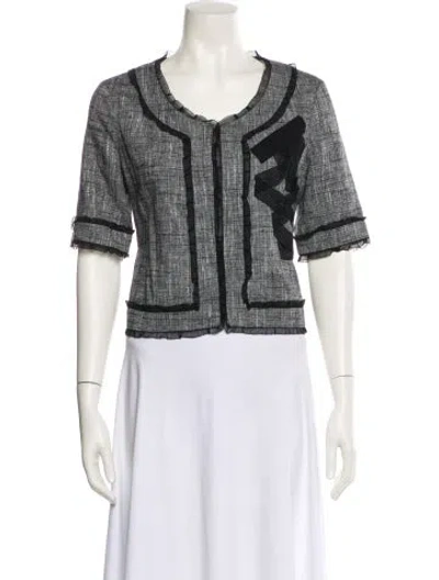 Pre-owned Kate Spade Tweed Pattern Jacket In Black