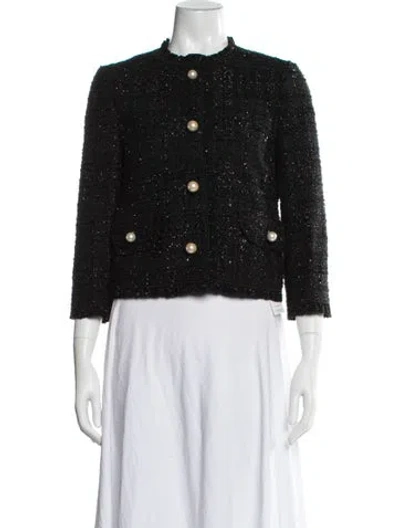 Pre-owned Kate Spade Tweed Pattern Jacket In Black