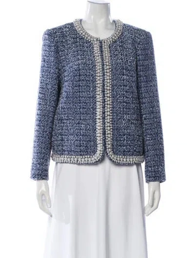 Pre-owned Kate Spade Tweed Pattern Jacket In Blue