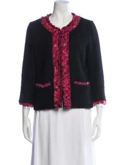 Pre-owned Kate Spade Tweed Pattern Jacket In Blue