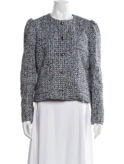 Pre-owned Kate Spade Tweed Pattern Jacket In Blue