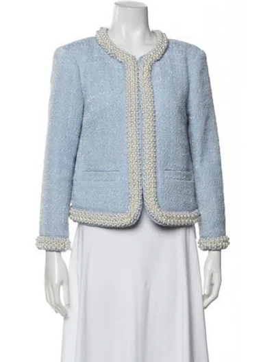 Pre-owned Kate Spade Tweed Pattern Jacket In Blue/metallic