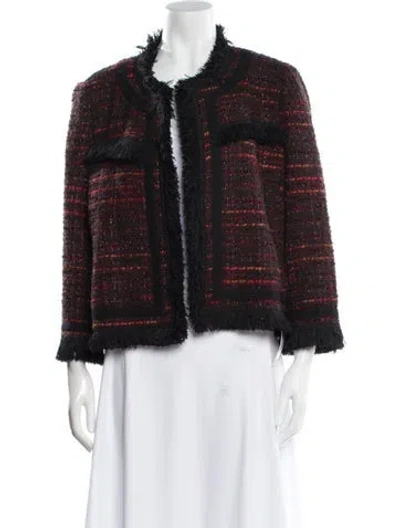 Pre-owned Kate Spade Tweed Pattern Jacket In Brown