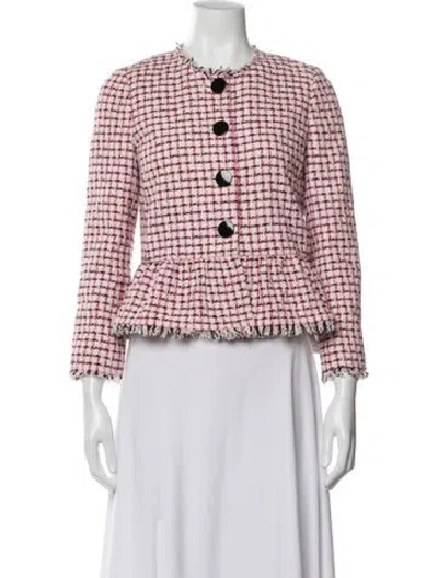 Pre-owned Kate Spade Tweed Pattern Jacket In Pink
