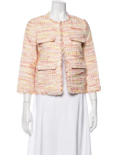 Pre-owned Kate Spade Tweed Pattern Jacket In Pink