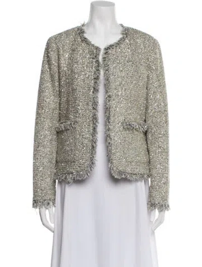 Pre-owned Kate Spade Tweed Pattern Jacket In Silver