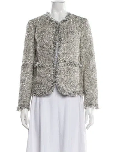 Pre-owned Kate Spade Tweed Pattern Jacket In Silver
