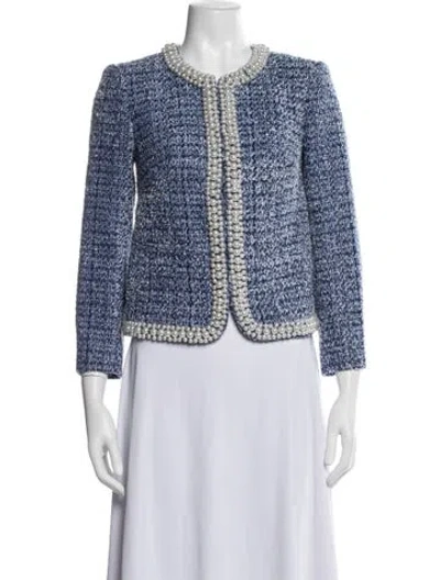 Pre-owned Kate Spade Tweed Pattern Jacket W/ Tags In Blue