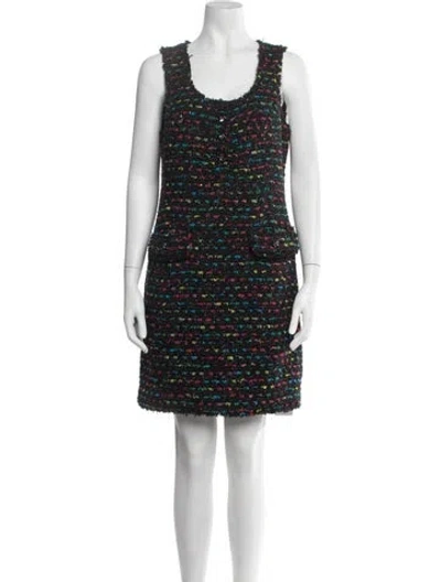 Pre-owned Kate Spade Tweed Pattern Knee-length Dress In Black