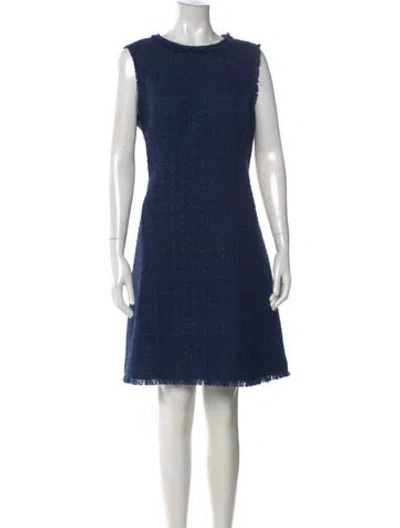 Pre-owned Kate Spade Tweed Pattern Knee-length Dress In Blue
