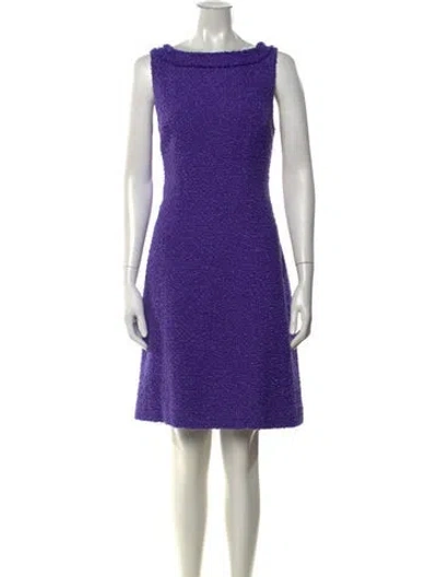 Pre-owned Kate Spade Tweed Pattern Knee-length Dress In Purple
