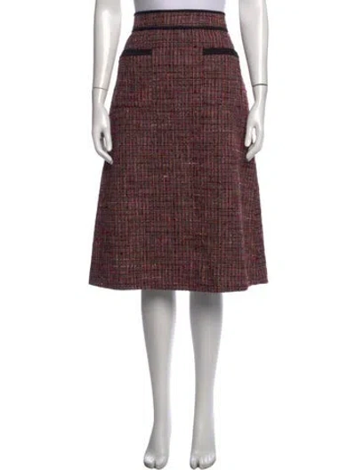 Pre-owned Kate Spade Tweed Pattern Midi Length Skirt In Black/pink