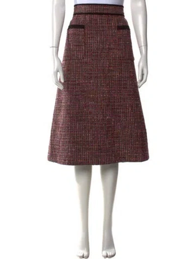 Pre-owned Kate Spade Tweed Pattern Midi Length Skirt In Metallic/pink
