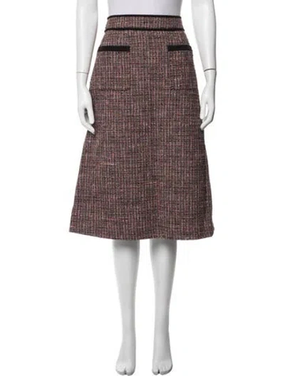 Pre-owned Kate Spade Tweed Pattern Midi Length Skirt In Pink