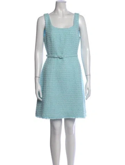 Pre-owned Kate Spade Tweed Pattern Mini Dress In Blue
