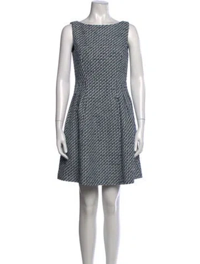 Pre-owned Kate Spade Tweed Pattern Mini Dress In Blue/white