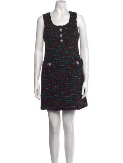 Pre-owned Kate Spade Tweed Pattern Mini Dress In Brown