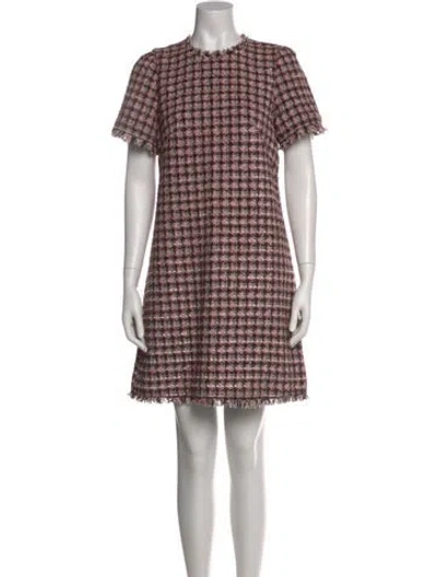 Pre-owned Kate Spade Tweed Pattern Mini Dress In Pink