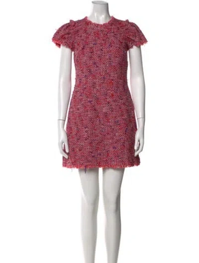 Pre-owned Kate Spade Tweed Pattern Mini Dress In Pink