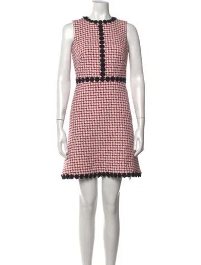 Pre-owned Kate Spade Tweed Pattern Mini Dress In Pink