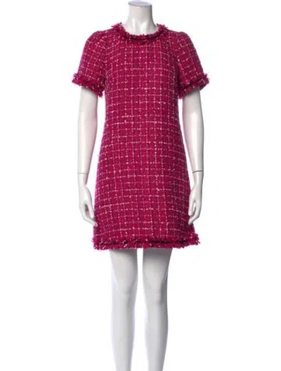 Pre-owned Kate Spade Tweed Pattern Mini Dress In Pink