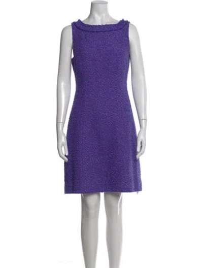Pre-owned Kate Spade Tweed Pattern Mini Dress In Purple