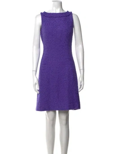 Pre-owned Kate Spade Tweed Pattern Mini Dress In Purple