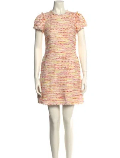 Pre-owned Kate Spade Tweed Pattern Mini Dress In White