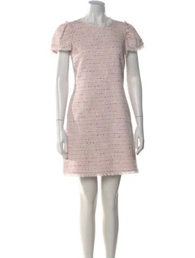 Pre-owned Kate Spade Tweed Pattern Mini Dress In White