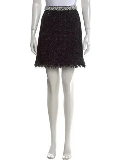 Pre-owned Kate Spade Tweed Pattern Mini Skirt In Black