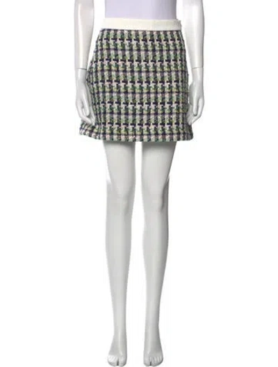 Pre-owned Kate Spade Tweed Pattern Mini Skirt In Blue