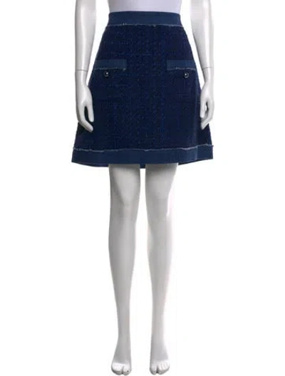 Pre-owned Kate Spade Tweed Pattern Mini Skirt In Blue
