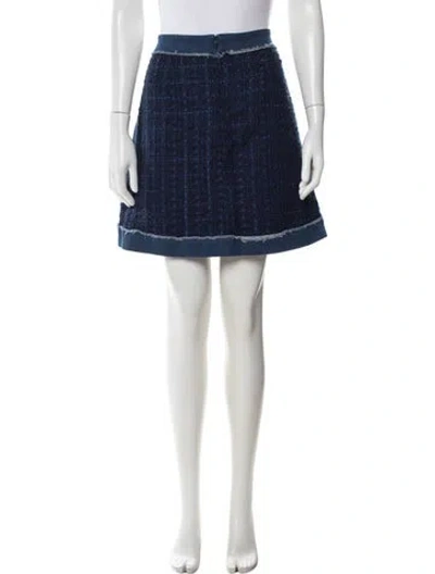 Pre-owned Kate Spade Tweed Pattern Mini Skirt In Blue