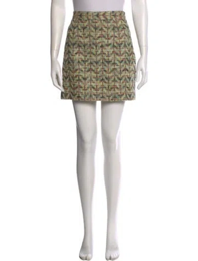 Pre-owned Kate Spade Tweed Pattern Mini Skirt In Green